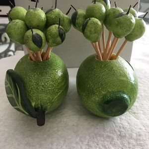 Lime shaped toothpick holders with caps